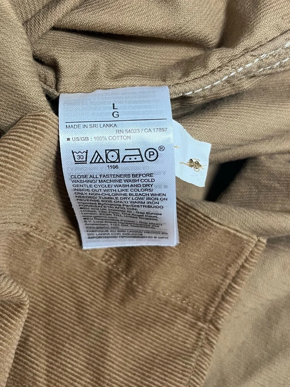 Banana Republic Men’s Standard Fit Lightweight Corduroy Shirt Khaki Beige Size L